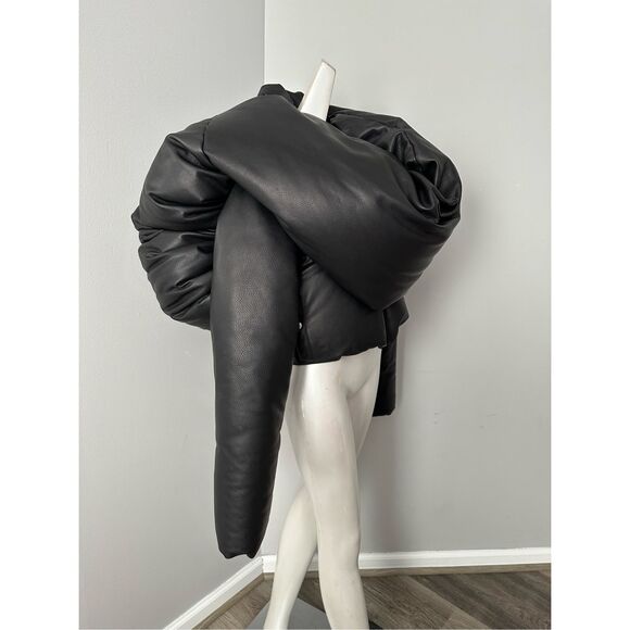 NWT Rick Owens Strobe FW 22 Knot Padded Pebbled-leather Down Jacket Sz 4 $8515 - Picture 9 of 14